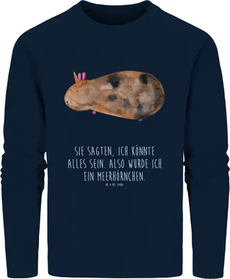 Produktbild von Mr. & Mrs. Panda Baumwoll Pullover Einhorn Meerschweinchen Größe XS - French Navy - Geschenk, Meerhörnchen, Bio, Einhörner, Pulli, Sweatshirt, Unicorn, Meerschwein