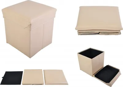 Produktbild von Faltbarer Sitzwürfel Aufbewahrungsbox Sitzhocker Sitzbank Truhe Fußbank beige