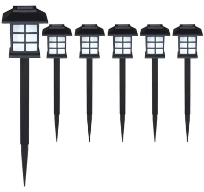 Produktbild von DEUBA® Solarlampe für Außen 6er Set LED Wetterfest IP44 Dämmerungssensor Erdspieß Solar Laterne Schwarz Garten Leuchte Außenleuchte Balkon Deko