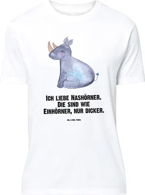 Produktbild von Mr. & Mrs. Panda Tshirt Einhorn Nashorn - Weiß - Geschenk, Glitzer, Shirt, Lustiges T-Shirt, Unicorn, Oversize, Nashörner, Zoo, Regenbogen
