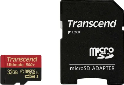 Productafbeelding van Transcend microSDHC MLC 32GB, Class 10, UHS-I, 600x + SD-adapter
