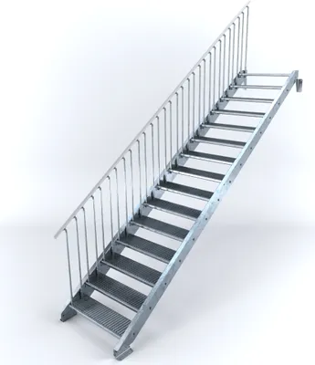 Produktbild von Stahltreppe 15 Stufen bis Höhe 300 cm, Laufbreite : 90 cm Geländer links ST 1 (31 / 31 mm)