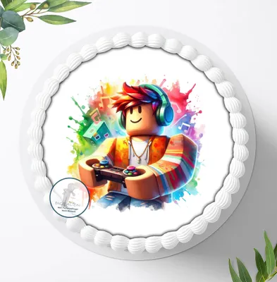 Produktbild von Für die Geburtstags Torte ein Tortenaufleger, Zuckerbild mit dem Motiv: Roblox, Essbares Foto für Torten, Fondant, Ø 20cm, 1724z