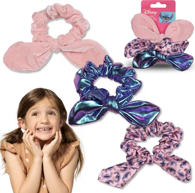 Produktbild von Stitch Scrunchies mit Schleife, Haargummis 3er Set