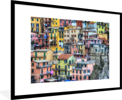 Produktbild von MuchoWow® Gerahmtes Poster Farben auf den Häusern in Cinque Terre 90x60 cm - Poster mit Schwarzem Bilderrahmen Wandposter Rahmen Foto Bilder - Wanddekoration - Fotos