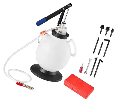 Immagine prodotto di Pompa manuale per olio del cambio SucceBuy, capacità 7,5 L, dispositivo di rabbocco olio ATF con 8 adattatori e tubo flessibile da 120 cm, pompa di aspirazione olio con robusto serbatoio in HDPE per veicoli e attrezzi da giardino
