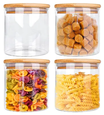 Vorratsgläser mit Deckel, 4er-Set, 650 ml, luftdicht, Glas