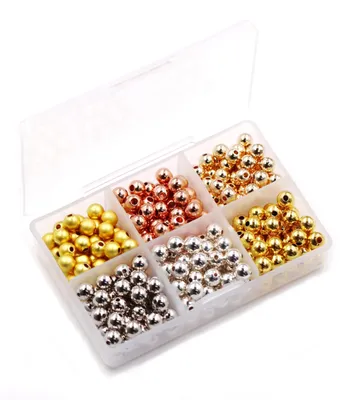 Messingperlen 8 mm, 120 Stück, 6 Farben für Schmuck