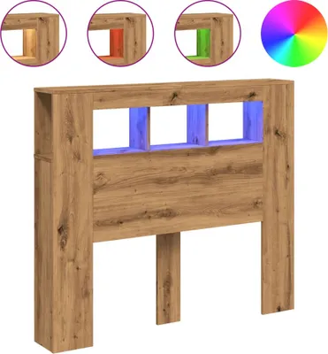 Image de vidaXL Tête de lit LED Chêne Artisan 120x18,5x103,5 cm Bois composite