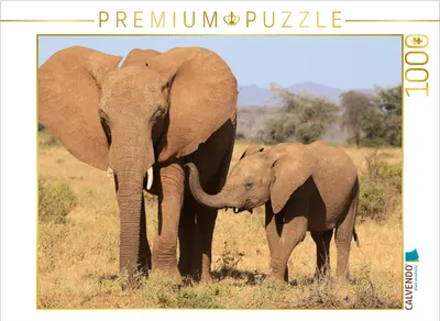 Produktbild von CALVENDO Puzzle Elefanten - Kinderliebe | 1000 Teile Lege-Größe 64 × 48 cm Foto-Puzzle für glückliche Stunden