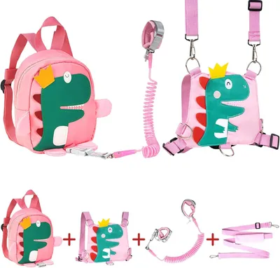 Productafbeelding van Babyveiligheidsgordel 4-in-1 met dinosaurusrugzak, 360° draaibare polsband, voor kinderen, geschikt voor buitenshuis