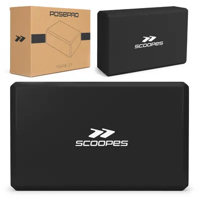Produktbild von Scoopes Yoga Block Fitness-Übungsblock EVA Schaumstoff Pilates Stretching 23 x 15 x 7,5 cm PosePro Schwarz