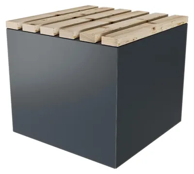 Produktbild von Garten Sitzwürfel Sitzhocker Sitzbox Sitzbank mit Stauraum aus Stahl & Lärche 50 x 45 x 50