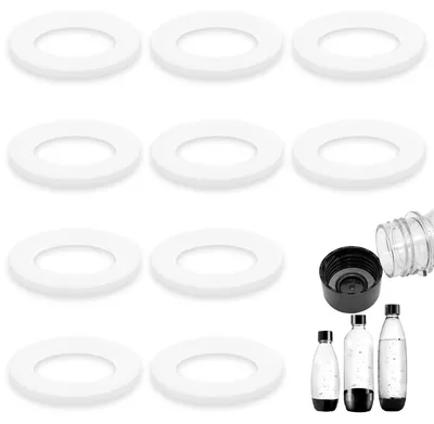 Produktbild von Ersatz-Dichtungsringe für Wassersprudler-Deckel - O-Ring Dichtung für 1 L Kunststoffflaschen - 10 Stück, Weiß