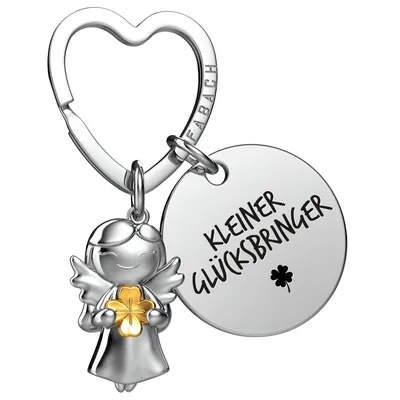 Produktbild von FABACH Viel Glück Schutzengel Schlüsselanhänger mit Kleeblatt und Gravur - Engel Glücksbringer Du schaffst das - Viel Erfolg Talisman Geschenk