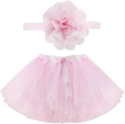 Produktbild von Baby-Photografie-Kostüm mit Tutu-Röckchen und Blumen-Halstuch (Pink)