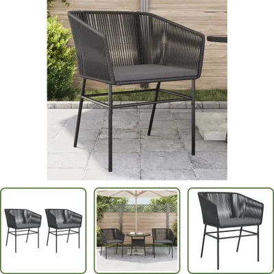 Obrázok produktu pre The Living Store Záhradné stoličky 2 ks s vankúšom Black Poly Rattan