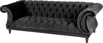 Produktbild von Max Winzer Sofa 3-Sitzer Ivette - Samtvelours schwarz - Maße: 253 x 100 x 80 cm