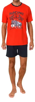Produktbild von Normann Herren kurzarm Schlafanzug Shorty Pyjama mit Frontprint ; rot , 56
