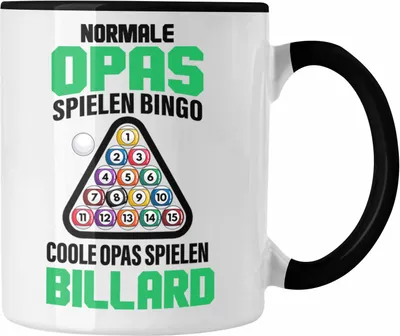 Produktbild von Trendation - Billard Opa Tasse Geschenk Billardspieler Geschenkidee Kaffeetasse Pool (Schwarz)