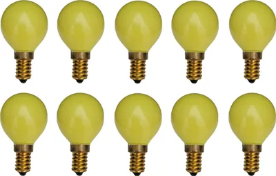 Produktbild von 10x Glühbirne Glühlampe Kugel E14 25W 25 Watt Farbe Neongelb matt