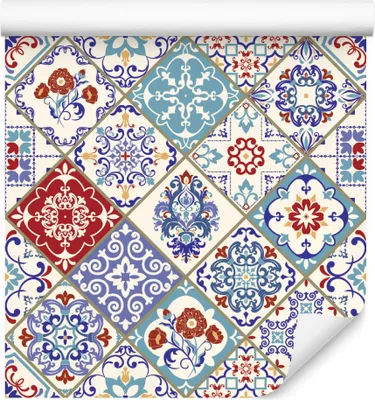 Zdjęcie produktu dla Tapeta Dekoracja abstrakcyjna Ornamentowa mozaika z modnym efektem 3D do salonu