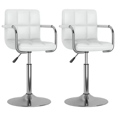 Image de vidaXL Chaise de salle à manger 2 pcs. Pivotantes Blanc Similicuir