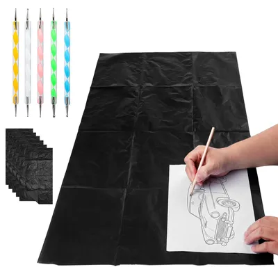 Image de Papier à dessin (papier calque) de 6 feuilles, format grand (91 x 51 cm), papier à carbone pour le traçage sur papier