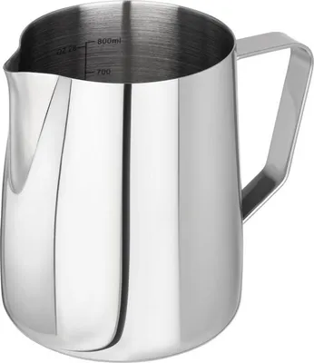 Produktbild von APS 10330 Milch-/Universalkanne, Ø 10,5 cm, Höhe 13 cm, 0,8 Liter, Edelstahl, außen hochglanzpoliert, Maßskalierung innen