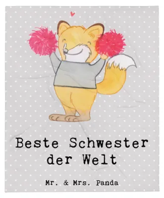 Produktbild von Mr. & Mrs. Panda Decke Fuchs Beste Schwester der Welt - Grau Pastell - Geschenk, Familie, Bettdecke, Sofaüberwurf, Geschwister, Geschenkidee, Tagesdecke, Tochter, Plaid