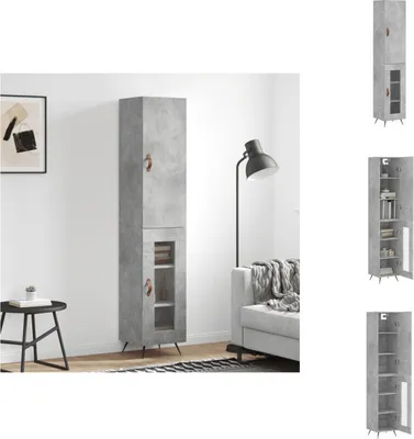 Produktbild von vidaXL Highboard Betongrau 34,5x34x180 cm Holzwerkstoff -  Sideboards