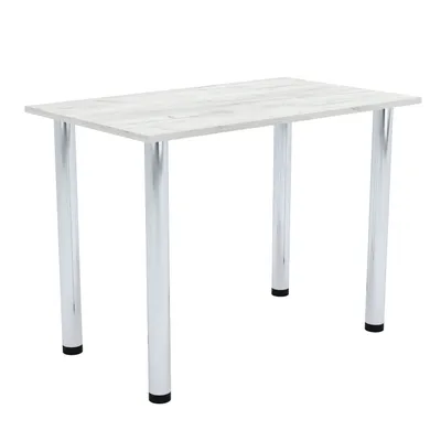 Image de AKKE Blanc Craft Table de cuisine avec pieds chromés LxlxH : 80x60x74 cm