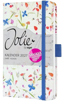 Productafbeelding van Wekkalender Jolie 2027, hardcover, ongeveer A6 formaat, kleur: paars, 174 pagina's
