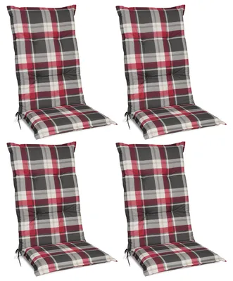 Produktbild von Beautissu 4er Set Hochlehner Auflagen Set 120x50 cm Polster Rot Kariert