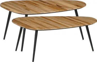 Produktbild von Mica Decorations Jailey Beistelltisch – 2er Set – L84 x B39 x H39 cm – Recyceltes Holz – Braun