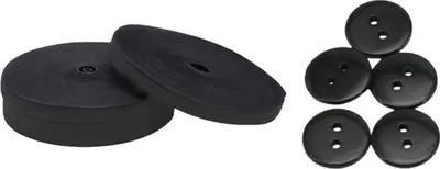 Produktbild von INF Knopfloch-Gummiband mit 10 Knöpfen - Verstellbares Gummiband zum Nähen Schwarz