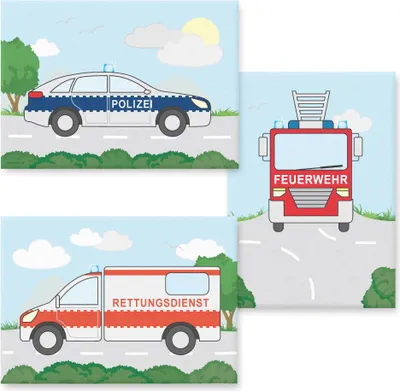 Produktbild von PRICARO Leinwand "Freund und Helfer", 20 x 30 cm, 3er Set