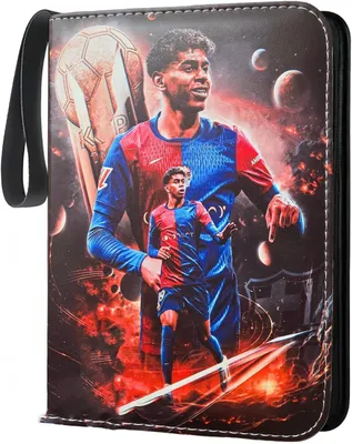 Produktbild von Fußball Karten Sammelalbum, 4 Taschen Fussball Sammelkarten Album mit Reißverschluss Tragegriff, 50 Hüllen für 400 Karten, Wasserdicht Kunstleder Heft