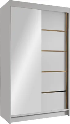 Produktbild von MIRJAN24 Schiebetürenschrank mit Spiegel Vigo III, Kleiderschrank mit Kleiderstange, mit zwei Schwebetüren, Garderobe (Farbe: Weiß)