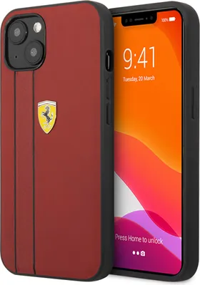 Produktbild von Ferrari iPhone 13 Mini Hardcase Backcover - Debossed Black Stripes - Red