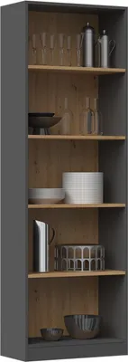 Produktbild von Schmales Bücherregal RAUNO – 60 cm, Eiche Artisan / anthrazit
