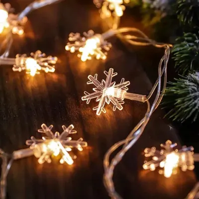Lichtsnoer 40 Schneeflocken-LEDs 6 m USB warmweiß