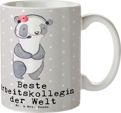 Produktbild von Mr. & Mrs. Panda Kaffeebecher Panda Beste Arbeitskollegin der Welt - Grau Pastell - Geschenk, Tasse, Kaffeetasse, Keramiktasse, Geschenkidee, Ruhestand, Beruf, Kollegin