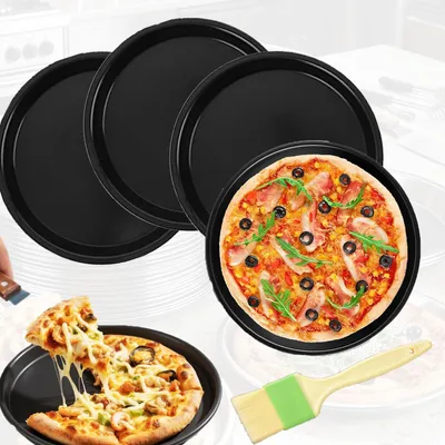 4 runde Pizzaplatten 16,5 cm, antihaftbeschichtet, backofenfest