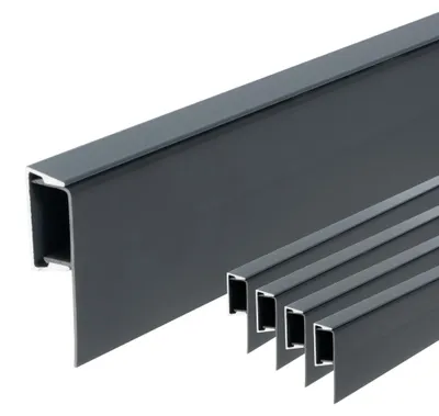 Produktbild von PROTEKTOR 5x Noppenbahn Abschlussprofil mit Kabelkanal 2,5m Aluminium PVC Anthrazit – Sockelprofil für Außenputz