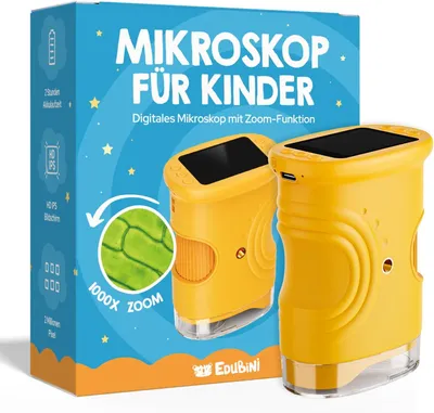 Immagine prodotto di Microscopio digitale Edubini per bambini [ingrandimento 1000x] - Microscopio tascabile portatile per giardino, bosco ed esperimenti