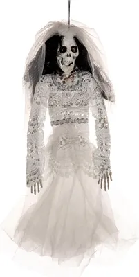 Produktbild von Skelettbraut im weißen Hochzeitskleid als Hängefigur 40 cm