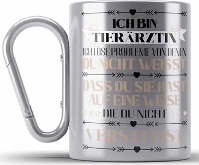Produktbild von Trendation - Tierärztin Geschenk Lustiger Spruch Geschenkidee Kaffeebecher (Silber)
