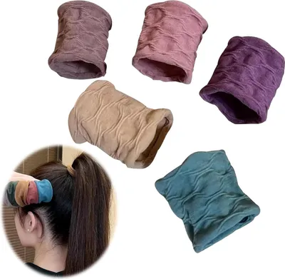 Produktbild von Haarelastiek Scrunchie Baumwolle Stretch Scrunchies für Damen mit dickem oder lockigem Haar 5 Stück bunt