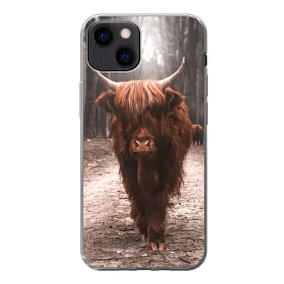 Produktbild von MuchoWow® Handyhülle Schutzhülle Hülle für iPhone 13 mini Schottischer Hochländer - Wald - Kuh - Tiere - Natur Silikon Softcase Handy Hülle - Softcase